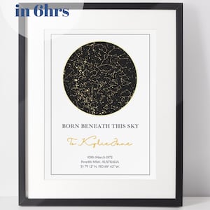 Digital Custom Star Map By Date, Custom Star Map, Engagement Where We Met Gift, Boyfriend, Sky Chart, First Date Print, Girlfriend Gift - A1