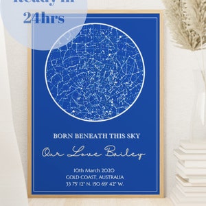 Carte des étoiles personnalisée, date prévue, la nuit où nous nous sommes rencontrés, cadeau d'anniversaire, cadeau pour lui/elle