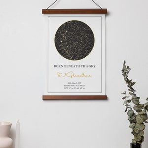 Impresión personalizada de mapa estelar, regalo para él, regalo de cumpleaños, hecho por fecha, regalo de aniversario. regalo del día de la madre