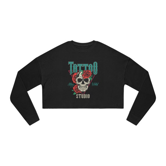 Tattoo Master Crop  Sweatshirt For Women's Outdoor-Indoor Wear