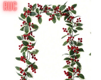 1.78 Cm Flexible Artificial Berry Wreath ,Red Berry Christmas Garland, Christmas New Year Decoration for Indoor Outdoor Home Decoration