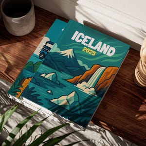 Modello di diario di viaggio in Islanda - Personalizzabile - Album fotografico modificabile da tavolino, diario di viaggio, album di ritagli di vacanze, diario di viaggio