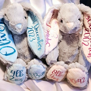 Personalised Bunny | Cute baby Gift | Personalised Baby Teddy | Baby Bunny | Grey rabbit | Personalised Baby | Cute Fluffy Teddy | Snuggle