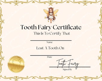 Certificat de Fée des Dents