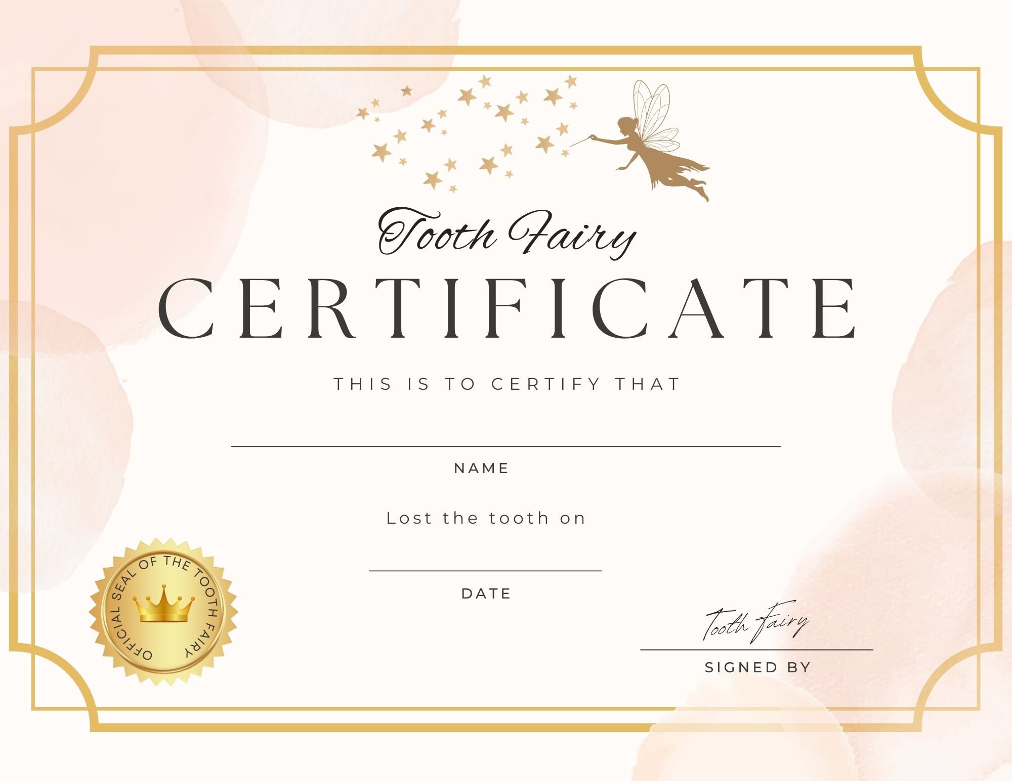 Tooth Fairy Certificate - Etsy