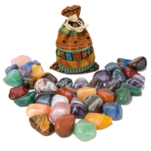 Edelstein Mix | bunte Mischung aus handverlesenen Edelsteinen in stilvollem Aufbewahrungsbeutel |  Größe 2,5cm - 4 cm
