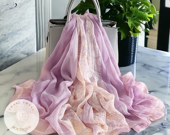 Stylish Purple Silk Blend Scarf for Women | Ombre Paisley Chiffon Spring Scarf | Vibrant Boho Scarves | Trendy Gauze Scarf | Pashmina Scarf