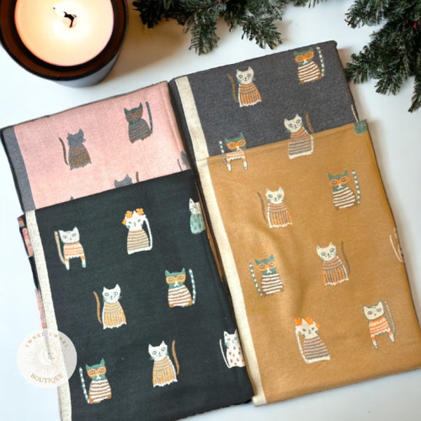 Écharpe chat en cachemire pour femme | Cadeau pour amoureux des chats | Foulard à imprimé animal | Écharpe d'hiver douillette | Cadeau boîte aux lettres