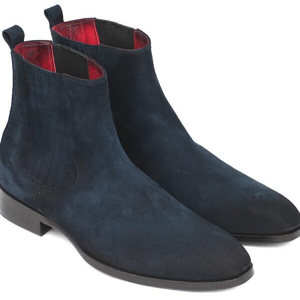 Paul Parkman Navy Suede Chelsea Boots (ID#SD875NVY)
