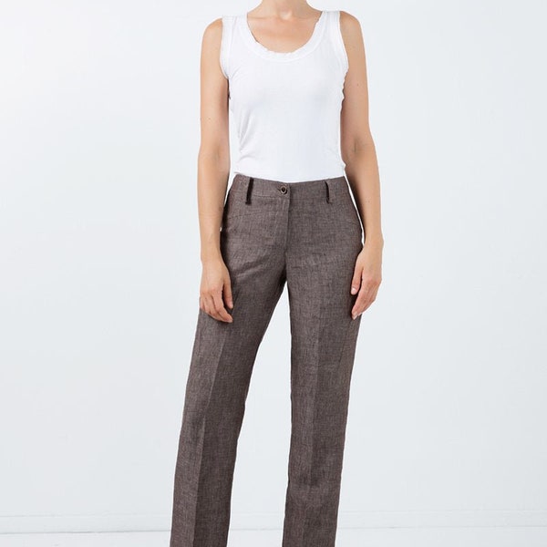 Long Straight Linen Pants