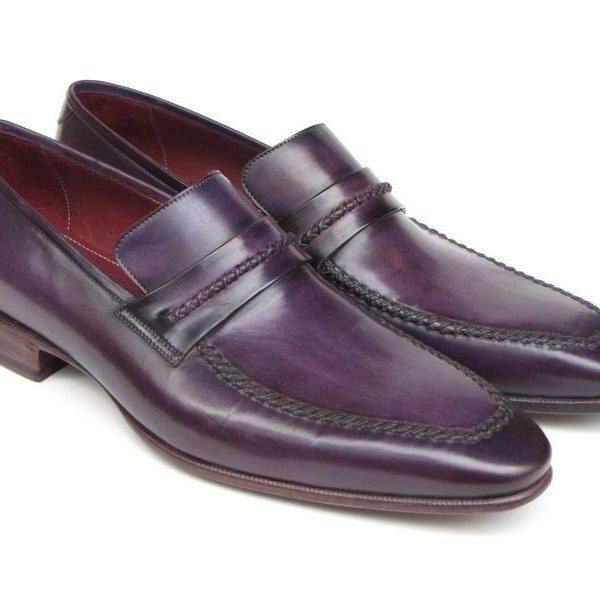 Paul Parkman Men's Purple Loafers Handmade Slip-On Shoes (ID#068-PURP)