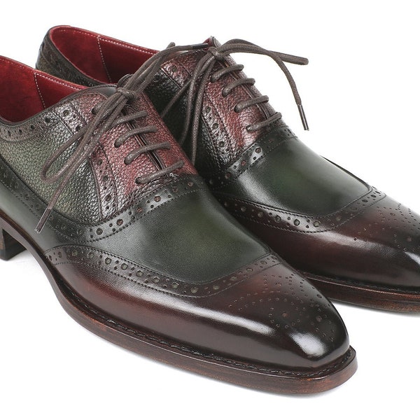 Paul Parkman Goodyear Welted Oxfords Brown and Green (ID#BW926GR)