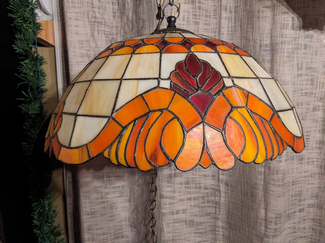 Tiffany Style Stained Glass Hanging Lamp Etsy