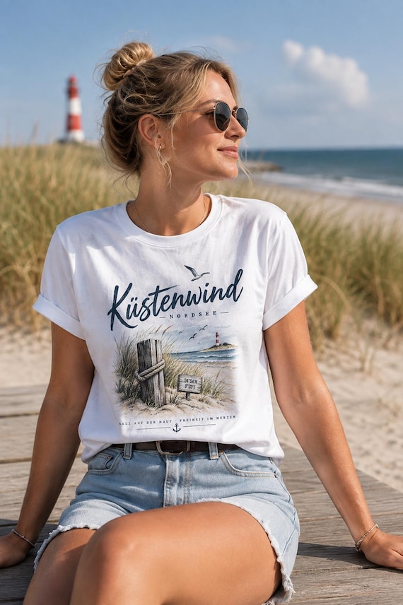 Coastal Wind North Sea T-Shirt · Sylt Coordinates · Maritime Lighthouse Women's Men's Gift Sea