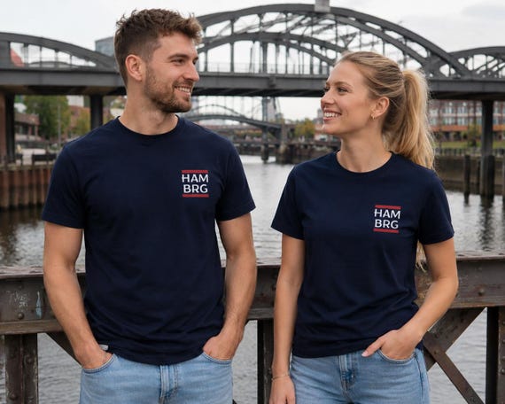 Hamburg T-Shirt for Women and Men | HAM BRG Unisex Shirt Navy | Hamburg Gift | Coastal Wind Collection | Cotton