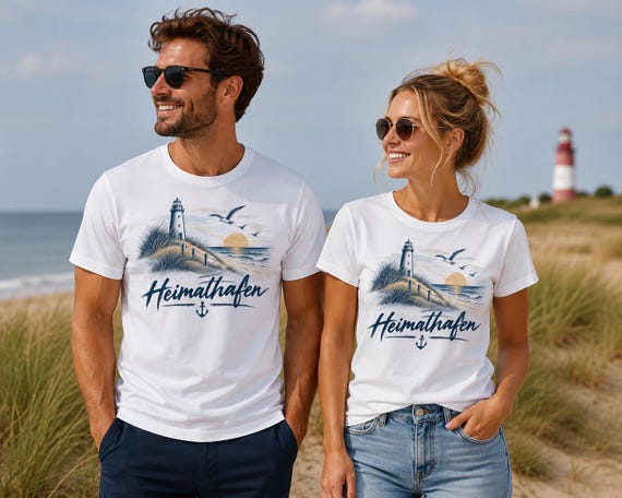 Home Port T-Shirt Unisex, Lighthouse Shirt Nautical, Gift for Sailors North Sea Baltic Sea, Anchor Beach Shirt Women Men, Cotton S-XXL