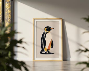 【銅製 ペンギン 壁掛けレリーフ アート】 ペンギンのポップアートプリント｜レトロミニマリストな動物の壁飾り