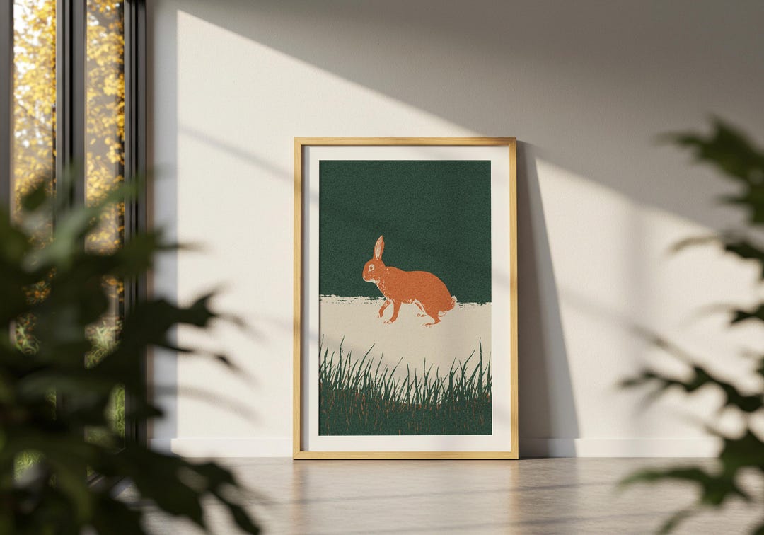 Contemporary Rabbit Designs Rabbit Wall Art Print, Modern Nature Illustration, Minimalist Animal ...