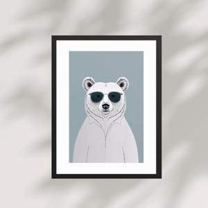 Cool Bear Wall Art – Funny Sunglasses Animal Print for Modern Decor - Digital Download