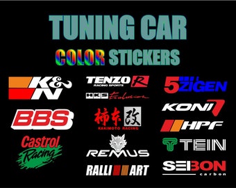 Un set di 2 adesivi per tuning auto tra cui scegliere tra 98 modelli di colori