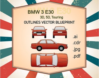 Das Vektormodell des BMW 3 E30 skizziert den Projektentwurf