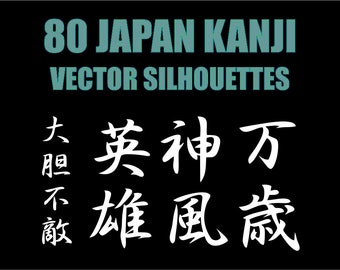 80 japanische Kanji-Vektorsilhouetten