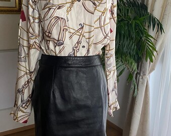 ブラックレザースカート ヴィンテージレザーミニスカート ブラック