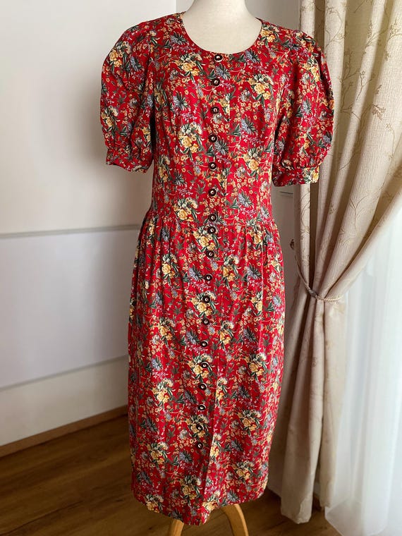 Vintage Floral Dirndl Dress: 80s Landhaus Folk Style Salzburger dirndl