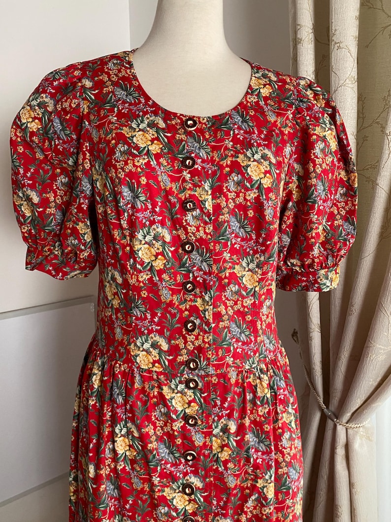 Vintage Blumenkleid: 80er Jahre Landhaus Folklore Salzburger Dirndl Bild 4