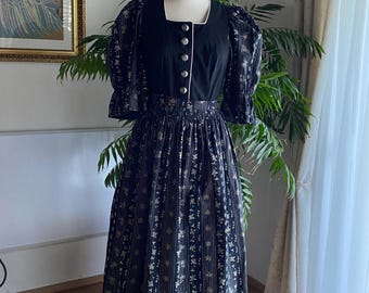 Vintage Dirndl Kleid: Wenger Österreichische Trachten-Kleid Cottagecore Oktoberfest