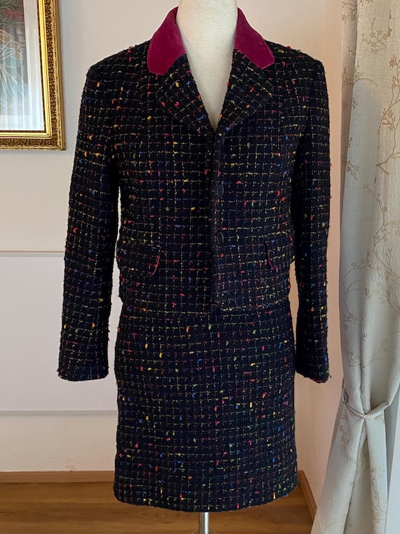 Moschino Cheap and Chic, Vintage 1990s Moschino Cheap and Chic bouclé jacket and skirt suit