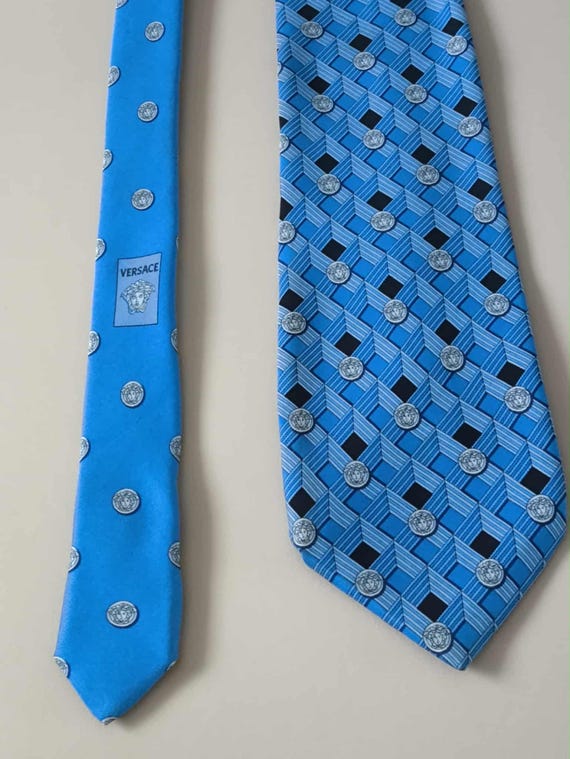 高級】 VERSACE ヴェルサーチ ネクタイ メデューサ ブルー ネイビー 美