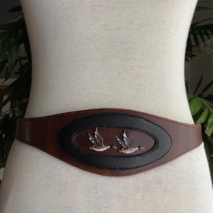 Vintage Dirndl Corset Belt: Hand-Painted Ducks, Austrian Trachten 95cm
