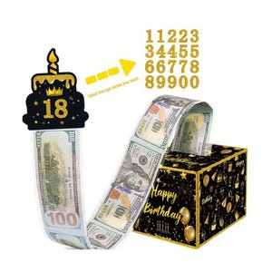 Happy Birthday  Money Gift Box - comes with plastic wallets to insert cash - made with thicker cardboard than our other Gift Boxes. Any age