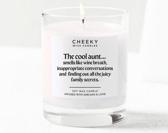 Cool Aunt Candle Gift Funny Gift Idea for the Wine-Loving, Conversational Queen in Your Life