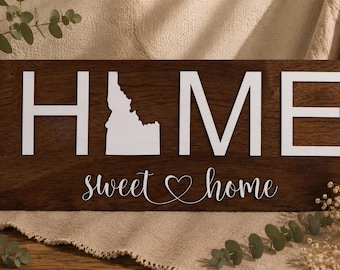 Home State Sign, Custom State Wood Sign, Idaho Home Decor, Housewarming Gift, Farmhouse Wall Decor, Rustic Home Decor