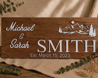Personalized Family Name Sign, Custom Wood Sign, Established Sign, Housewarming Gift, Wedding Gift, Farmhouse Wall Decor