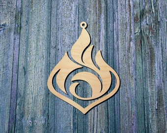 Pyro Element Ornament | Wood decor | Genshin Impact Inspired | Fan Made