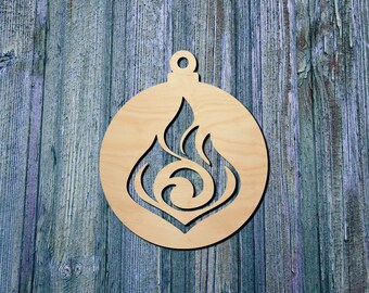 Pyro Element Ornament | Wood decor | Genshin Impact Inspired | Fan Made