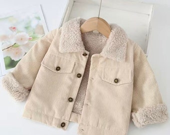 Faux fur lined corduroy jacket