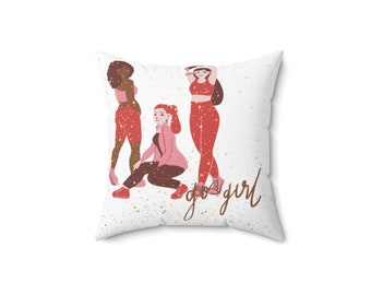 Go girl Spun Polyester Square Pillow