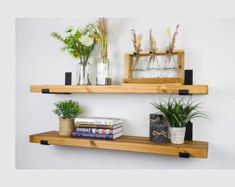 RUSTISK TRÄHYLLA, enkel vägghylla, loft, boho, vintage, industriell, hylla, hängande hylla, för köket, för vardagsrummet, för böcker