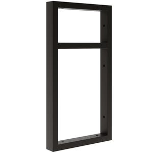 May include: Black metal shelf bracket with two shelves. The bracket is designed to be mounted to a wall.
