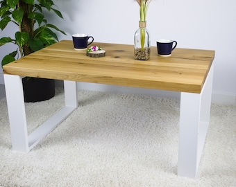 Table basse en bois de chêne LOFT récupérée avec finition rustique, table basse minimaliste de style industriel | Table faite à la main en bois récupéré