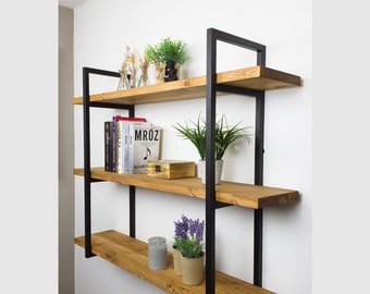 LOFT REGAL, Rustikal, doppeltes Vintage Regal, BOHO, handgefertigt, Wandregal, Bücherregal, Hängeregal, für die Küche, für Bücher