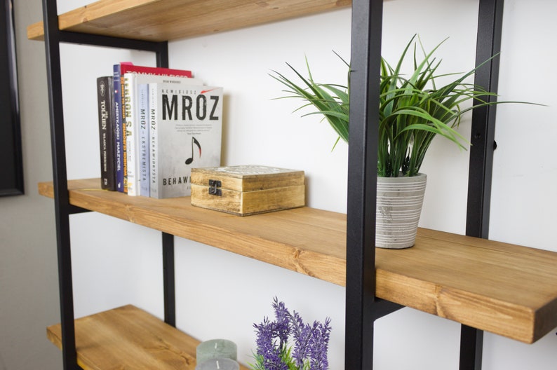 LOFT WALL SHELF, Triple étagère, pin, bibliothèque, loft, vintage, industriel, bibliothèque, étagère suspendue, pour la cuisine, pour le salon image 3