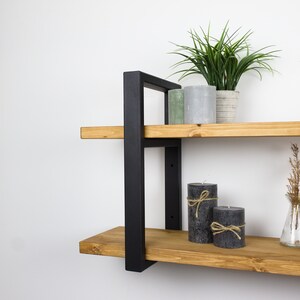 LOFT WALL SHELF, double étagère vintage, rustique,fait main, étagère murale, bibliothèque, étagère suspendue, pour la cuisine, pour le salon, pour livres image 6