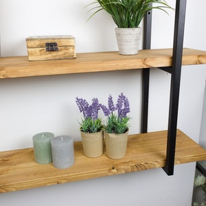 LOFT WALL SHELF, Triple shelf, pine, bookshelf, loft, vintage, industrial, bookcase, hanging shelf, for the kitchen, for the living room zdjęcie 7