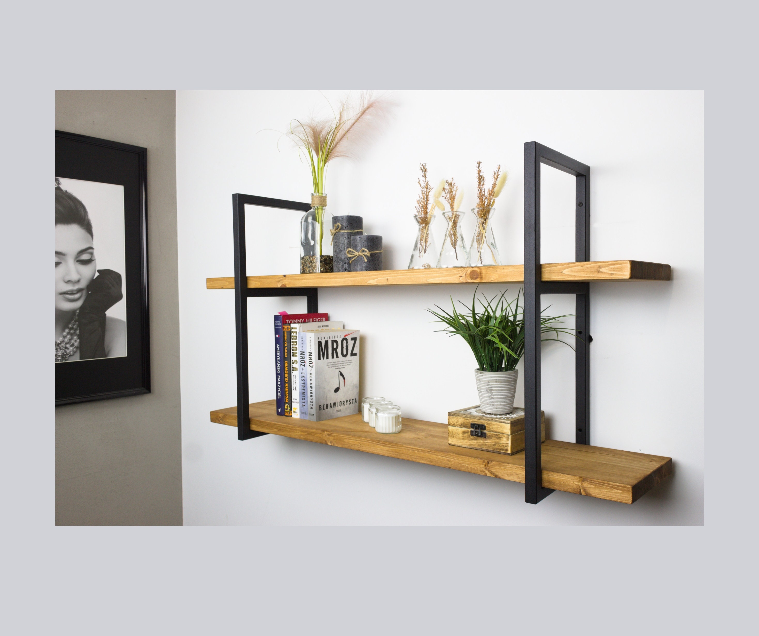 LOFT Wall Shelf, Double Shelf, Pine, 27mm, Loft, Vintage, Industrial, Shelf, Hanging Shelf, for the Kitchen, for the Living Room - Etsy LOFT Wall Shelf, Double Shelf, Pine, 27mm, Loft, Vintage, Industrial, Shelf, Hanging Shelf, for the Kitchen, for the Living Room - Etsy