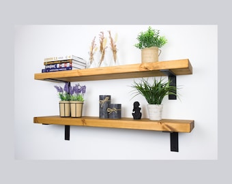 HOUTEN LOFT SHELF, enkele wandplank, 37mm, boho, vintage, industrieel, plank, hangplank, voor de keuken, voor de woonkamer, voor boeken